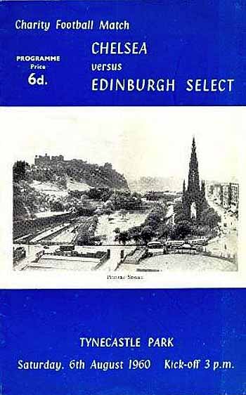 programme cover for Edinburgh Select XI v Chelsea, Saturday, 6th Aug 1960