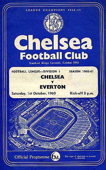 programme cover for Chelsea v Everton, Saturday, 1st Oct 1960
