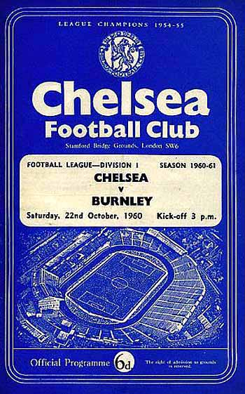 programme cover for Chelsea v Burnley, Saturday, 22nd Oct 1960