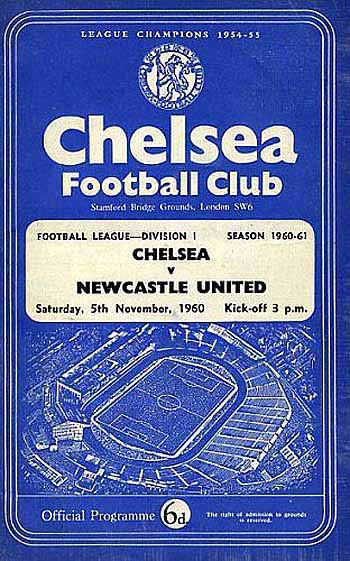 programme cover for Chelsea v Newcastle United, Saturday, 5th Nov 1960