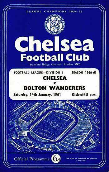 programme cover for Chelsea v Bolton Wanderers, Saturday, 14th Jan 1961