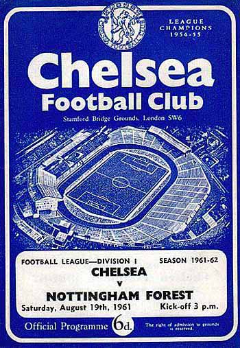 programme cover for Chelsea v Nottingham Forest, Saturday, 19th Aug 1961