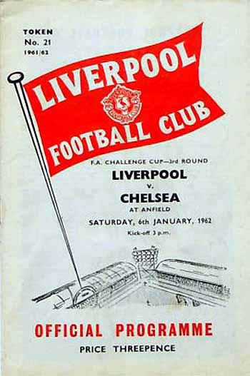 programme cover for Liverpool v Chelsea, Saturday, 6th Jan 1962