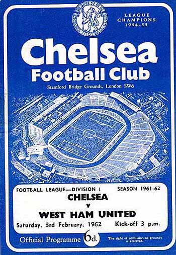 programme cover for Chelsea v West Ham United, Saturday, 3rd Feb 1962