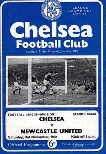 programme cover for Chelsea v Newcastle United, Saturday, 3rd Nov 1962