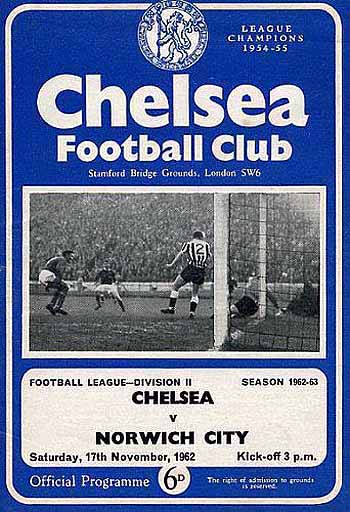 programme cover for Chelsea v Norwich City, Saturday, 17th Nov 1962