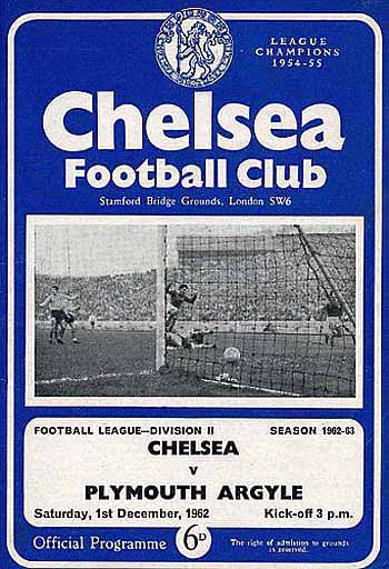 programme cover for Chelsea v Plymouth Argyle, Saturday, 1st Dec 1962