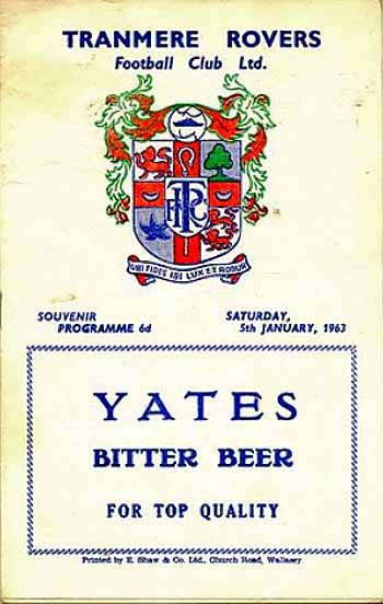 programme cover for Tranmere Rovers v Chelsea, 5th Jan 1963