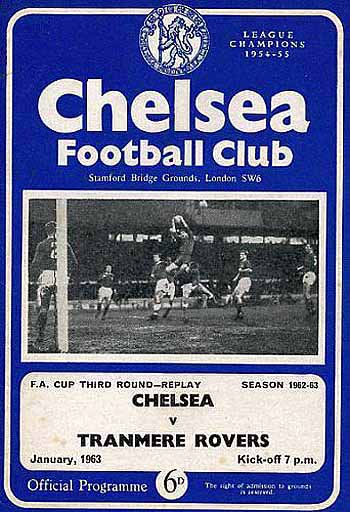 programme cover for Chelsea v Tranmere Rovers, 30th Jan 1963