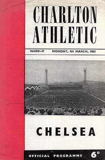 programme cover for Charlton Athletic v Chelsea, Wednesday, 6th Mar 1963