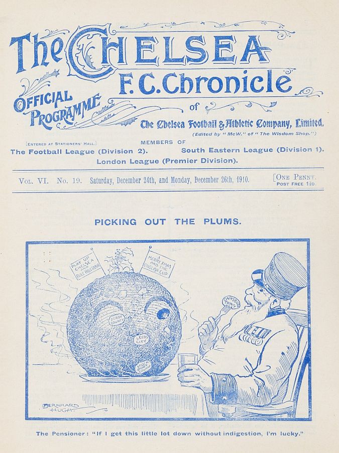 programme cover for Chelsea v Gainsborough Trinity, 24th Dec 1910