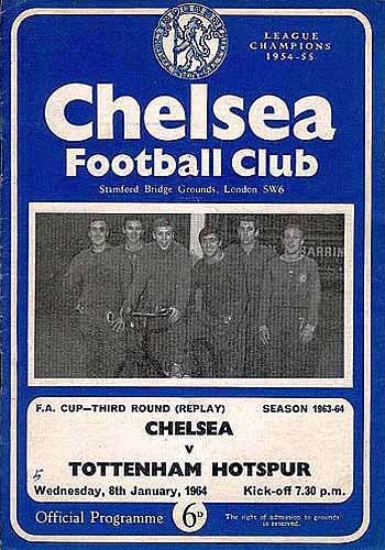 programme cover for Chelsea v Tottenham Hotspur, Wednesday, 8th Jan 1964