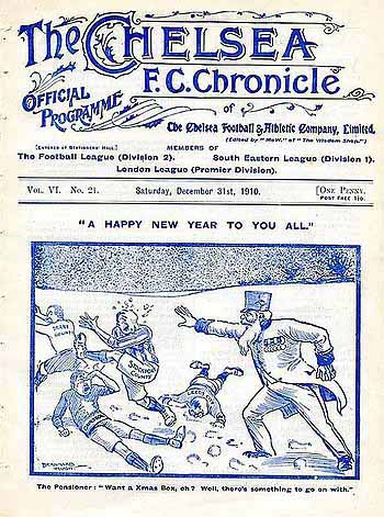 programme cover for Chelsea v Derby County, Saturday, 31st Dec 1910