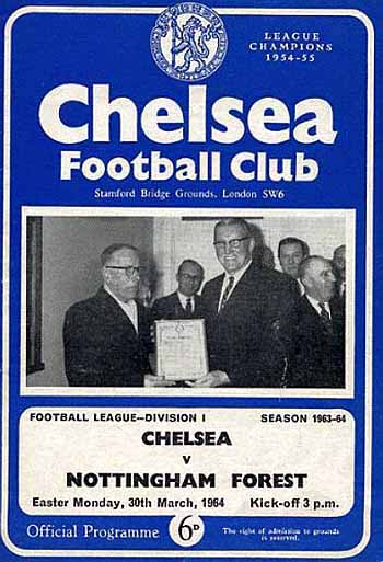programme cover for Chelsea v Nottingham Forest, 30th Mar 1964
