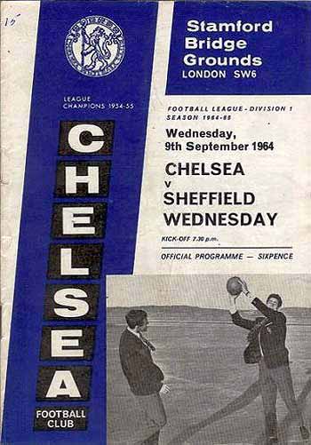 programme cover for Chelsea v Sheffield Wednesday, Wednesday, 9th Sep 1964