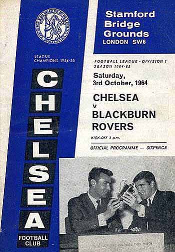 programme cover for Chelsea v Blackburn Rovers, Saturday, 3rd Oct 1964