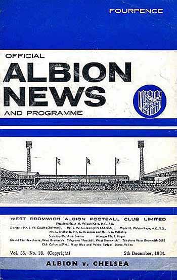 programme cover for West Bromwich Albion v Chelsea, Saturday, 5th Dec 1964
