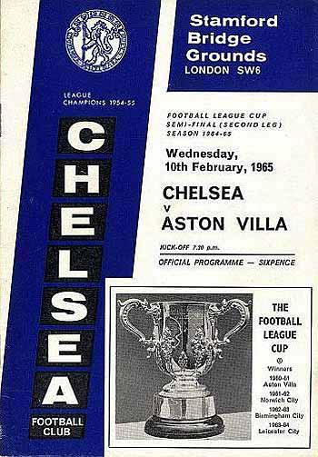 programme cover for Chelsea v Aston Villa, Wednesday, 10th Feb 1965