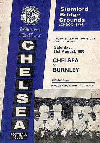 programme cover for Chelsea v Burnley, Saturday, 21st Aug 1965