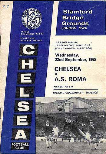 programme cover for Chelsea v Roma, 22nd Sep 1965