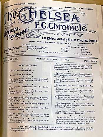 programme cover for Chelsea v Bristol City, Saturday, 23rd Dec 1905
