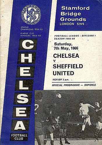 programme cover for Chelsea v Sheffield United, Saturday, 7th May 1966