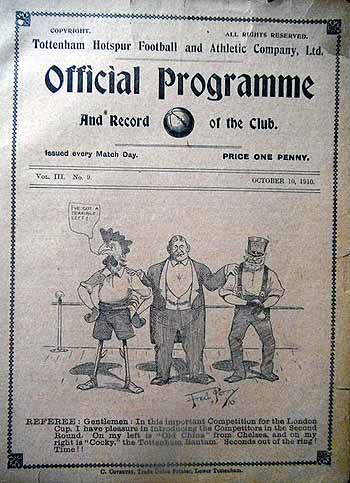 programme cover for Tottenham Hotspur v Chelsea, Monday, 10th Oct 1910