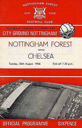 programme cover for Nottingham Forest v Chelsea, Tuesday, 30th Aug 1966