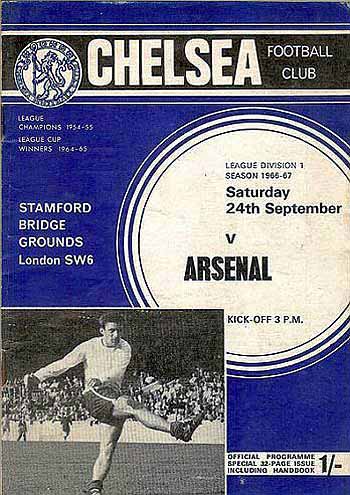 programme cover for Chelsea v Arsenal, 24th Sep 1966