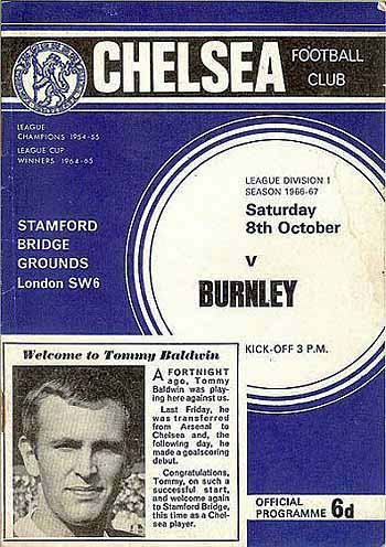 programme cover for Chelsea v Burnley, Saturday, 8th Oct 1966