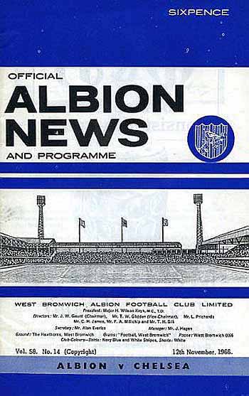programme cover for West Bromwich Albion v Chelsea, Saturday, 12th Nov 1966