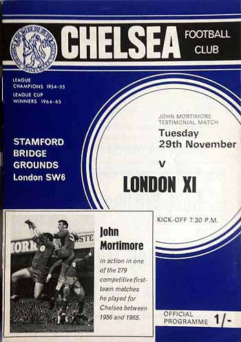 programme cover for Chelsea v London XI, Tuesday, 29th Nov 1966