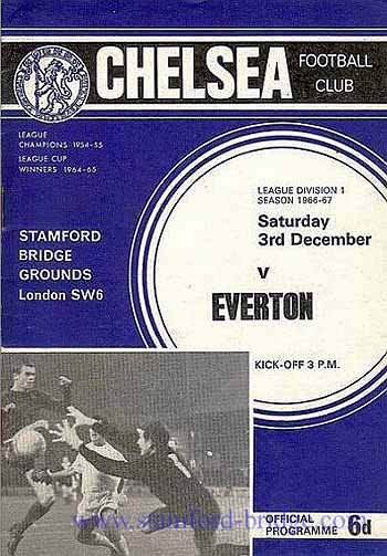 programme cover for Chelsea v Everton, Saturday, 3rd Dec 1966