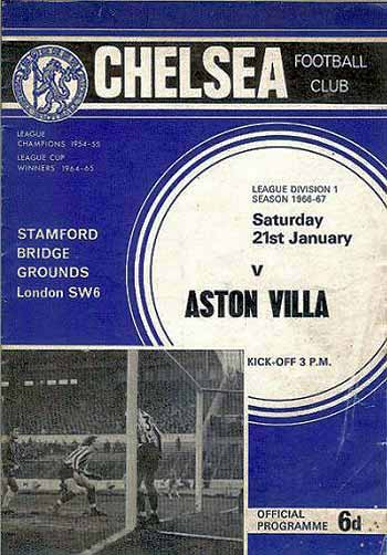 programme cover for Chelsea v Aston Villa, Saturday, 21st Jan 1967