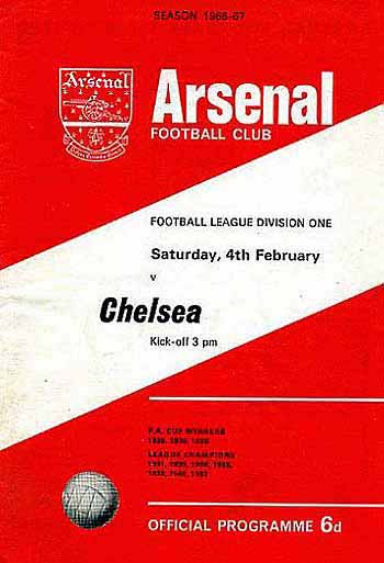 programme cover for Arsenal v Chelsea, Saturday, 4th Feb 1967