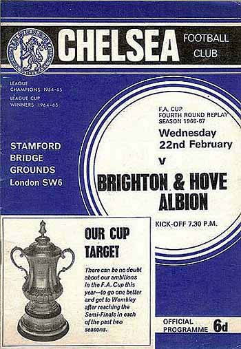 programme cover for Chelsea v Brighton And Hove Albion, Wednesday, 22nd Feb 1967