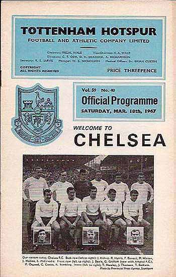 programme cover for Tottenham Hotspur v Chelsea, Saturday, 18th Mar 1967