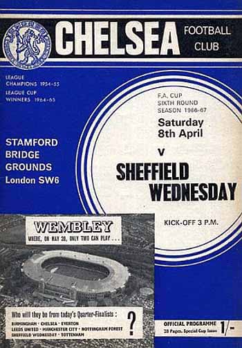 programme cover for Chelsea v Sheffield Wednesday, Saturday, 8th Apr 1967