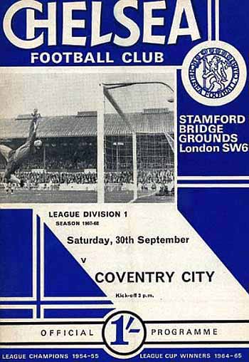programme cover for Chelsea v Coventry City, Saturday, 30th Sep 1967