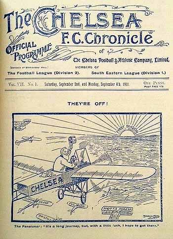 programme cover for Chelsea v Stockport County, 2nd Sep 1911