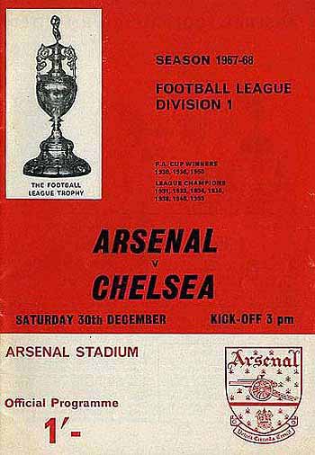 programme cover for Arsenal v Chelsea, Saturday, 30th Dec 1967