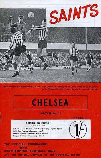 programme cover for Southampton v Chelsea, Saturday, 6th Jan 1968