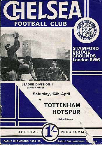 programme cover for Chelsea v Tottenham Hotspur, Saturday, 13th Apr 1968