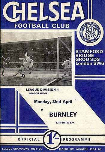 programme cover for Chelsea v Burnley, Monday, 22nd Apr 1968