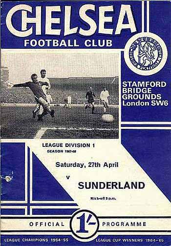 programme cover for Chelsea v Sunderland, Saturday, 27th Apr 1968