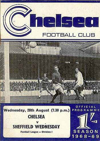 programme cover for Chelsea v Sheffield Wednesday, Wednesday, 28th Aug 1968