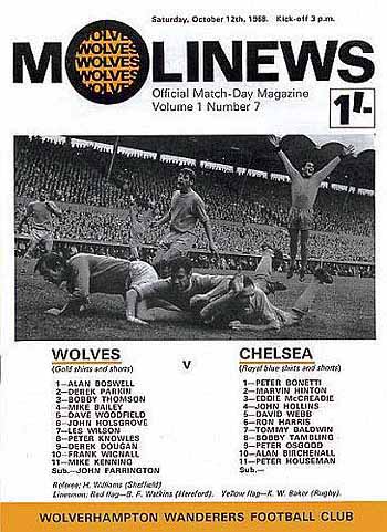 programme cover for Wolverhampton Wanderers v Chelsea, Saturday, 12th Oct 1968
