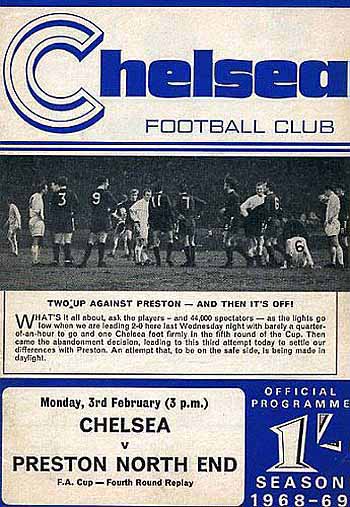 programme cover for Chelsea v Preston North End, Monday, 3rd Feb 1969