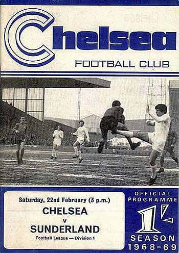 programme cover for Chelsea v Sunderland, Saturday, 22nd Feb 1969