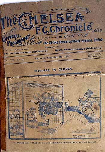 programme cover for Chelsea v Bristol City, 4th Nov 1911
